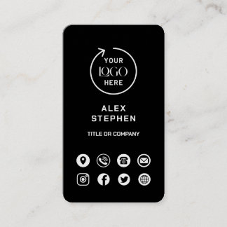 Black Social Media Modern Logo Business Card Visitenkarte