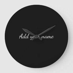 Black solid add name text message here throw pillo große wanduhr