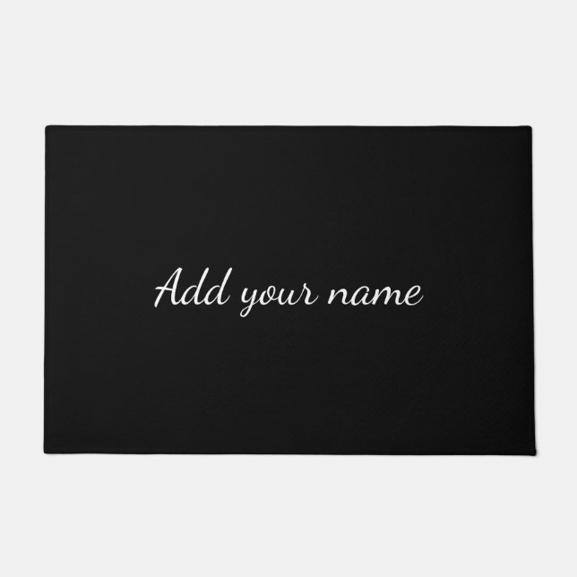 Black solid add name text message throw pillo fußmatte (Vorderseite)