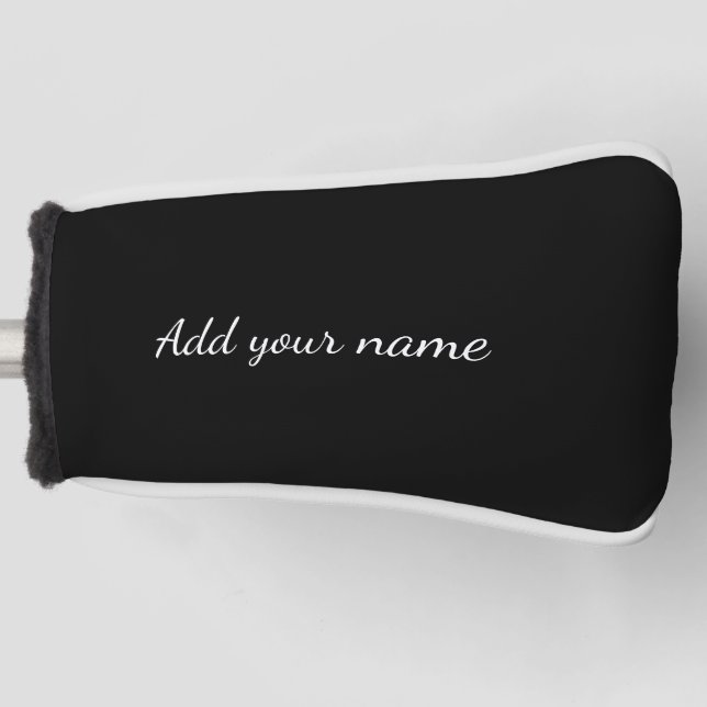 Black solid add name text message throw pillo golf headcover (Vorderseite)