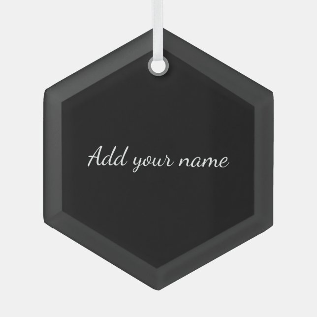 Black solid add name text message throw pillo ornament aus glas (Vorderseite)