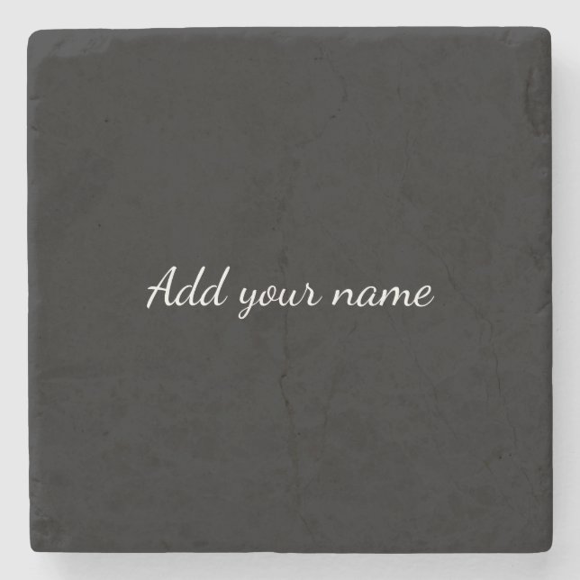 Black solid add name text message throw pillo steinuntersetzer (Vorderseite)