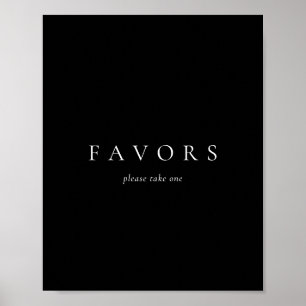 Black Solid Simple Minimalist Wedding Favors Poster