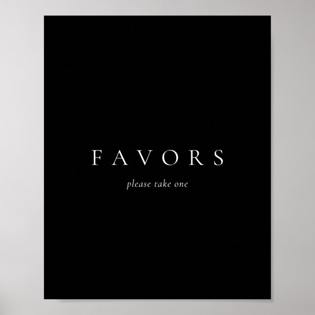 Black Solid Simple Minimalist Wedding Favors Poster (Vorne)