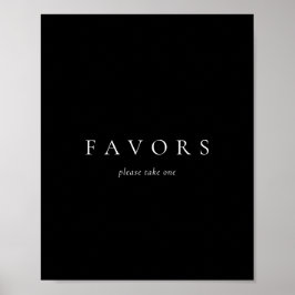 Black Solid Simple Minimalist Wedding Favors Poster