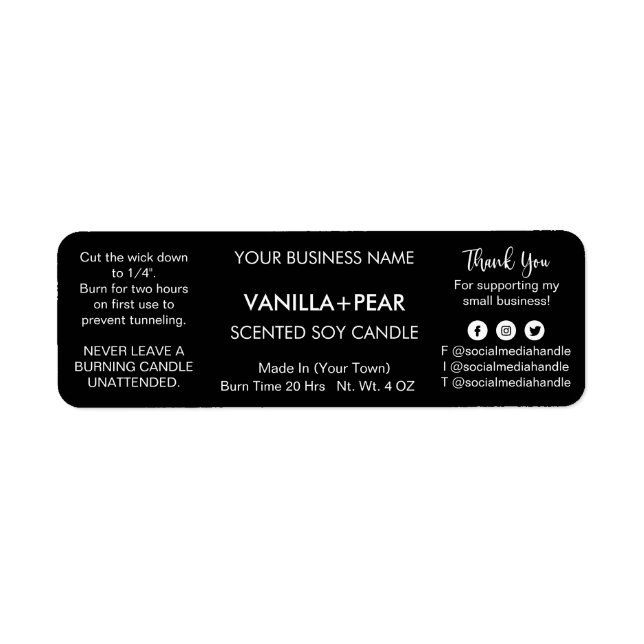 Black Soy Candle Labels (Vorne)