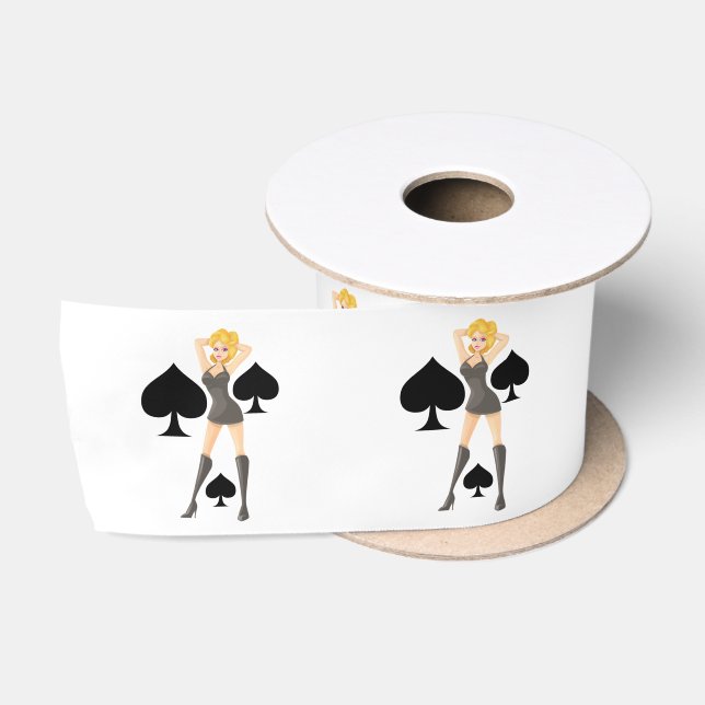 Black Spades Blonde Queen Thunder_Cove Satinband (Spule)