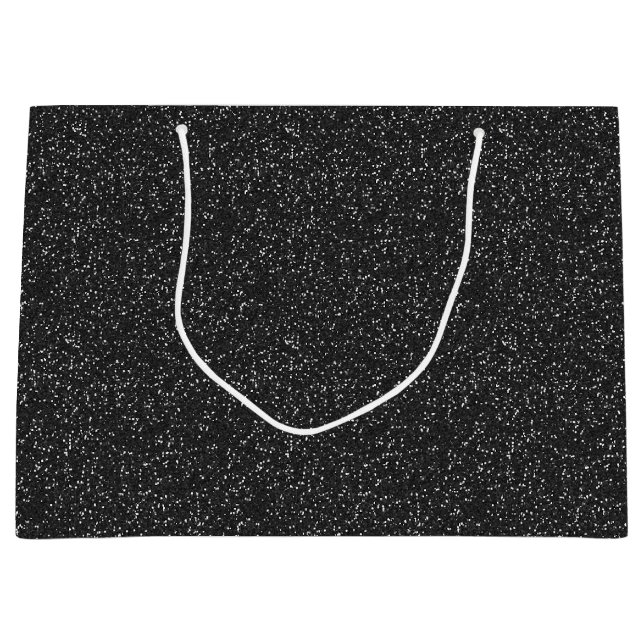 Black Sparkle Glitzer Große Geschenktasche Große Geschenktüte (Vorderseite)