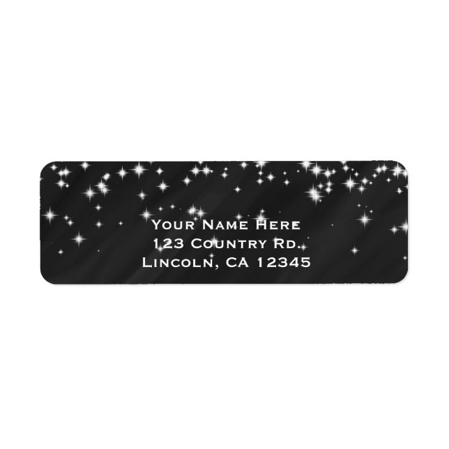 Black & Sparkle Stars Elegante Glamour Einladung (Vorne)