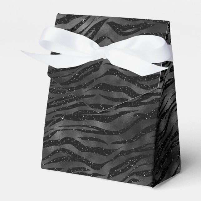 Black Sparkle Zebra Print Geschenkschachtel (Vorderseite)
