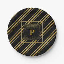 Black & Sparkling Gold Candy Cane Stripe Chic