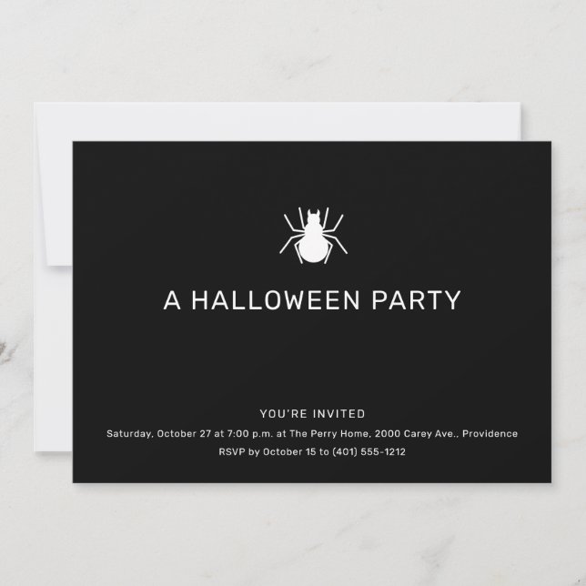 Black Spider Halloween-Party Einladung (Vorderseite)