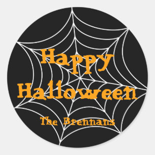 Black spider web halloween personnalisé étiquette 