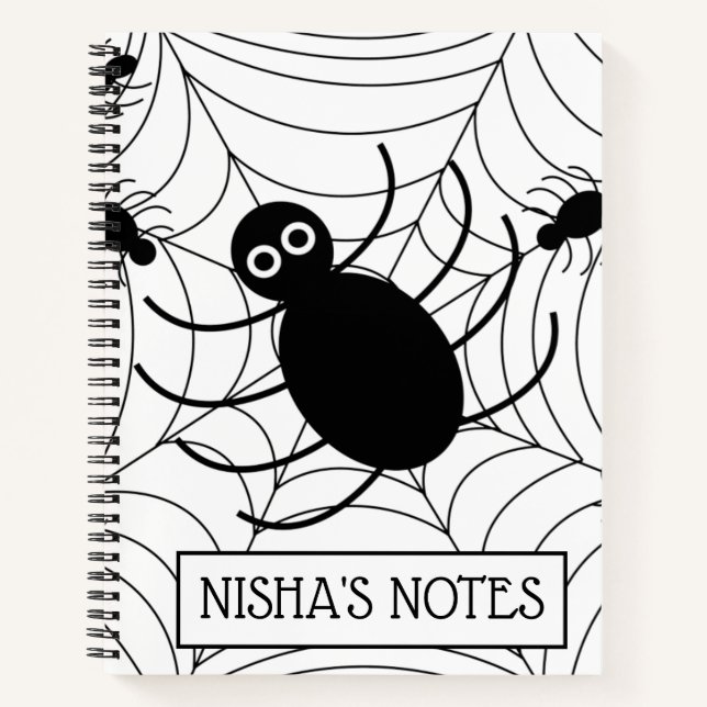 Black Spider Web Halloween Spooky Notizbuch (Vorderseite)