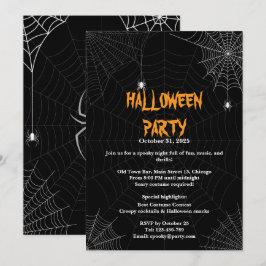 Black Spider Web Typografy Halloween-Party Einladung