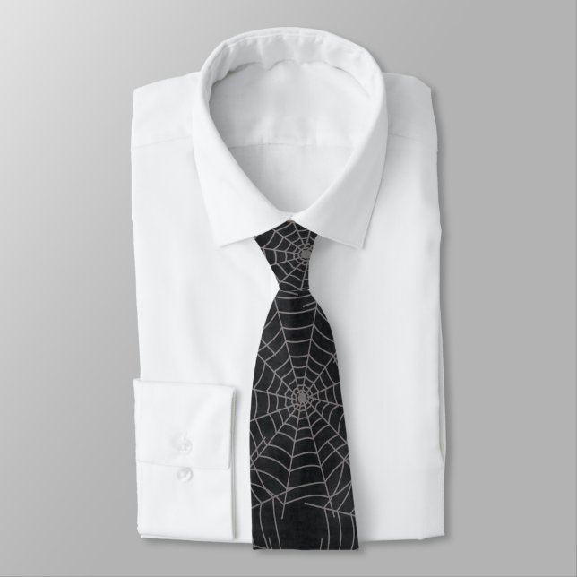 Black Spider Webs Halloween Grunge Krawatte (Gebunden)