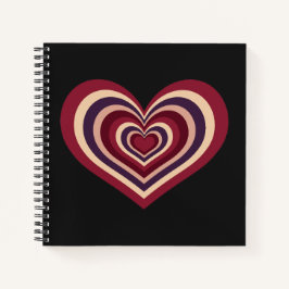 Black Spiral Notebook mit Retro Red Heart Notizbuch