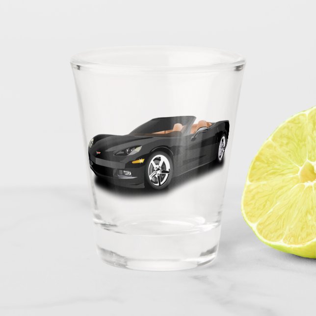 Black Sports Race Car Shooting Glass Schnapsglas (Vorderseite)