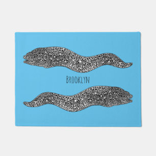 Black spotted moray eel cartoon illustration fußmatte