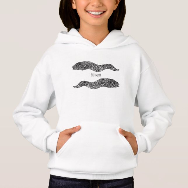 Black spotted moray eel cartoon illustration hoodie (Vorderseite)