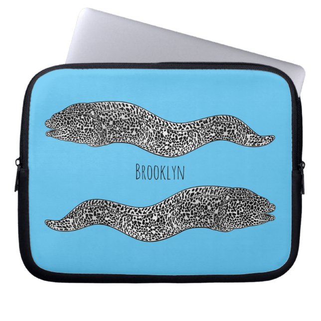 Black spotted moray eel cartoon illustration laptopschutzhülle (Vorderseite)