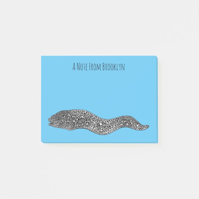 Black spotted moray eel cartoon illustration post-it klebezettel (Vorderseite)