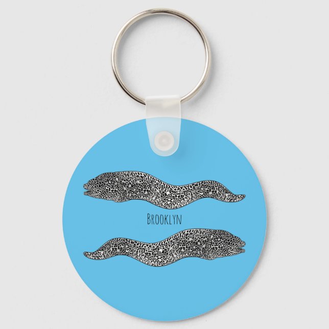 Black spotted moray eel cartoon illustration schlüsselanhänger (Vorderseite)