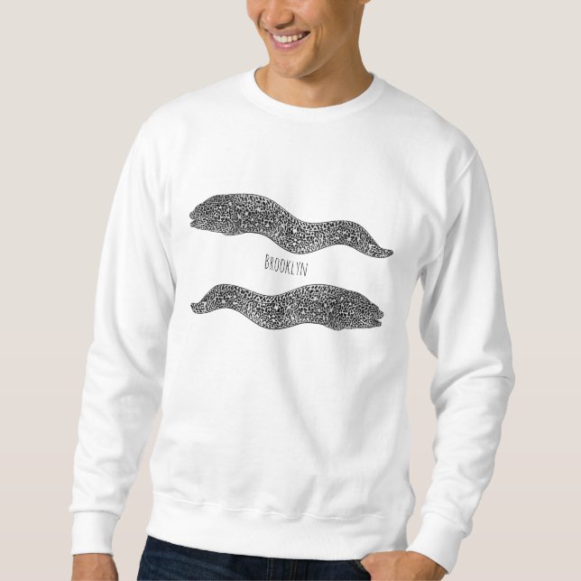 Black spotted moray eel cartoon illustration sweatshirt (Vorderseite)
