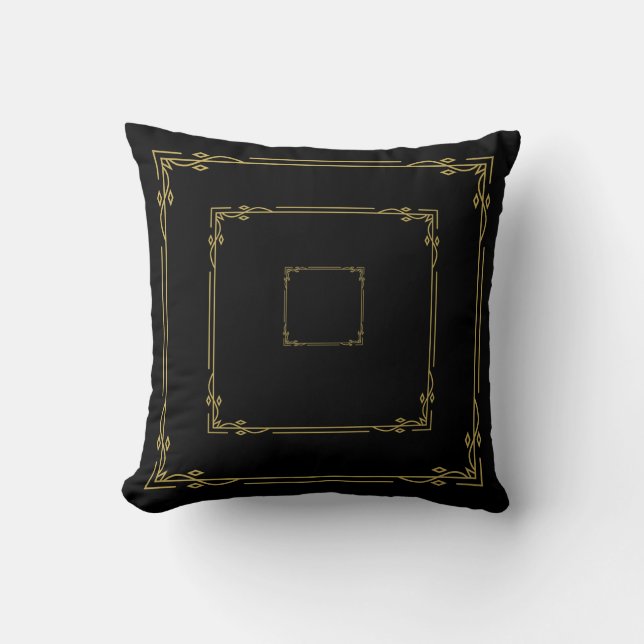 Black Square Cushion | Luxury Boho Home Decor | Cu Kissen (Vorderseite)