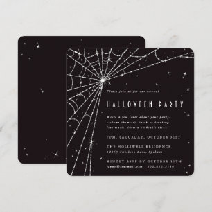 Black Square Diamond Spider Web-Halloween-Party Einladung