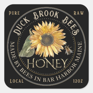 Black Square Sonnenblumenhonorar für Bären Quadratischer Aufkleber