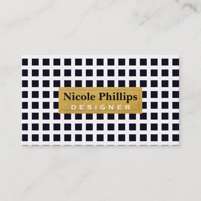 Black Squares auf der White & Gold Chic Business C Visitenkarte (Vorderseite)