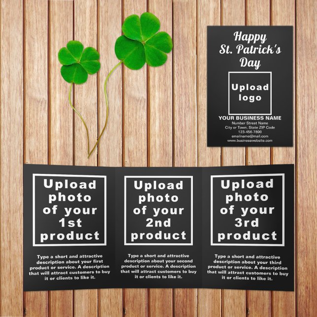 Black St. Patrick's Day Business Trifold Card Dreifach Gefaltete Karte (Black St. Patrick's Day business trifold card)