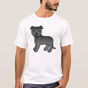 Black Staffordshire Bull Terrier Dog Zeichnend T-Shirt