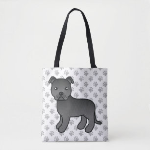 Black Staffordshire Bull Terrier Niedlich Cartoon Tasche