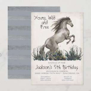 Black Stallion Horse Anniversaire Fête Invitation