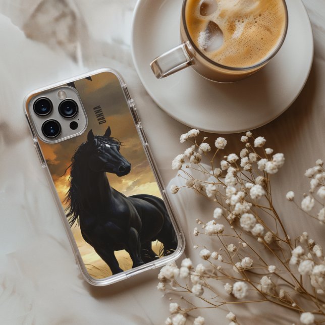 Black Stallion Personalized Name iPhone 16 Pro Hülle (Von Creator hochgeladen)