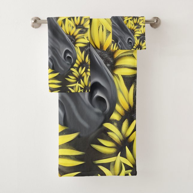 Black Stallion Pferd und Sonnenblumen Badhandtuch Set (Insitu)