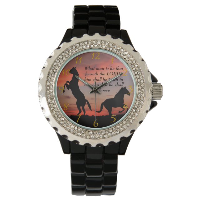 Black Stallone Silhouette Armbanduhr (Vorderseite)