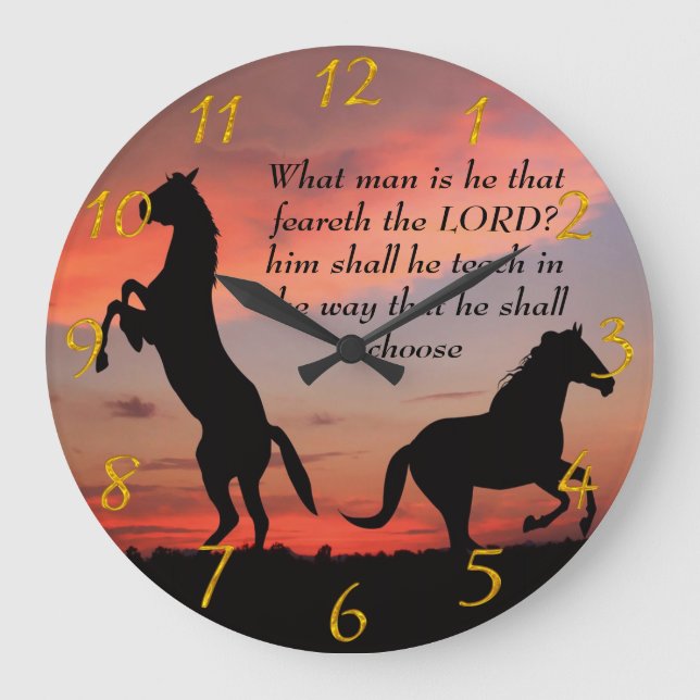 Black Stallone Silhouette Große Wanduhr (Vorderseite)