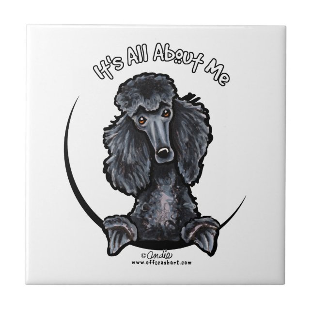 Black Standard Poodle IAAM Fliese (Vorderseite)