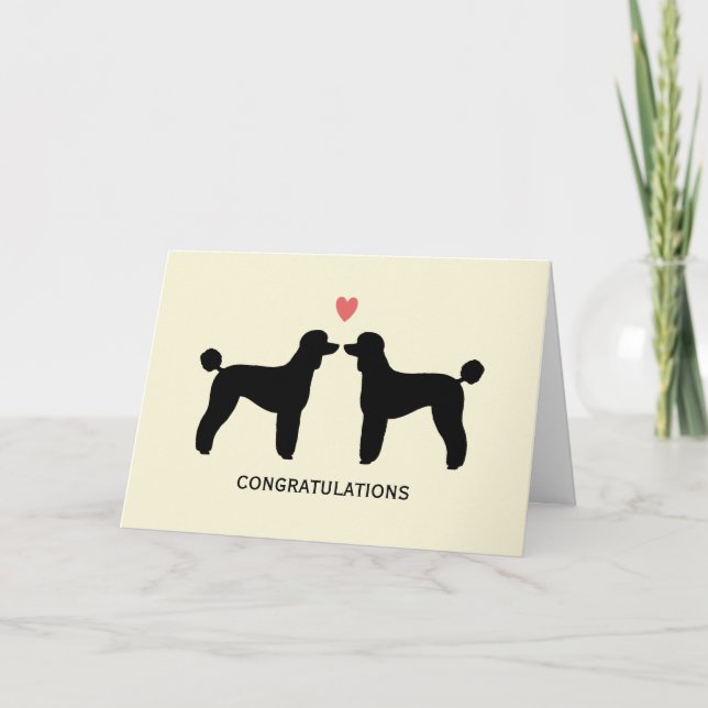 Black Standard Poodles Hochzeitsleute Glückwünsche Karte (Vorderseite)