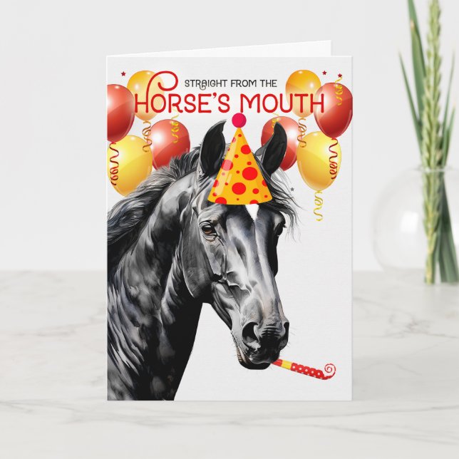 Black Star Diamond Horse Funny Birthday Karte (Vorderseite)