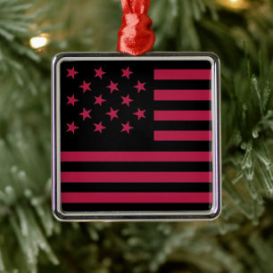 Black Star-Spangled Banner America Flag Ornament Aus Metall