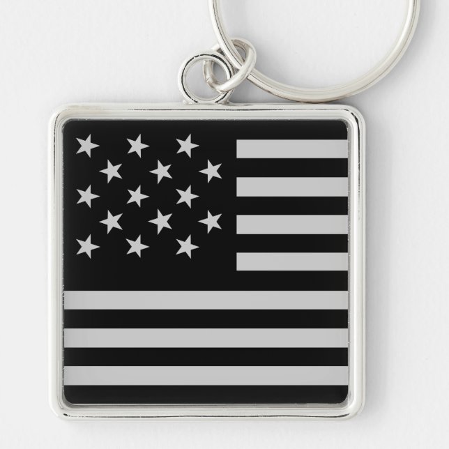 Black Star-Spangled Banner America Flag Schlüsselanhänger (Vorne)