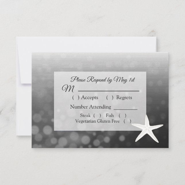Black Starfish Oceanic Wedding Carte RSVP (Devant)