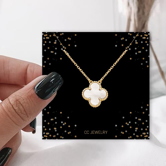 Black Stars Jewerly Necklace Display Quadratische Visitenkarte (Von Creator hochgeladen)