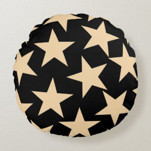 Black Stars Pillow für Elegante Wohngestaltung Rundes Kissen