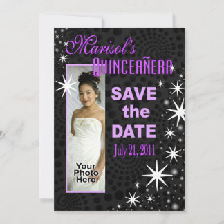 Black Stars Quinceñera Foto Party Einladung
