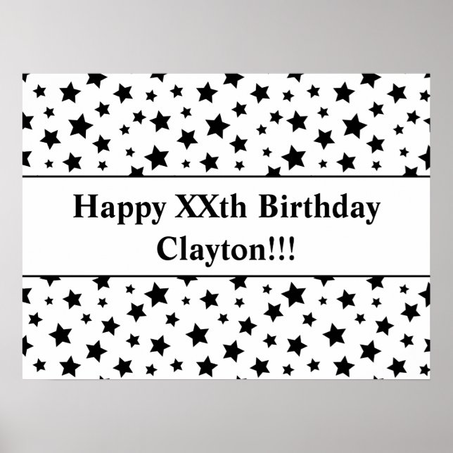 Black Stars with Message Anniversaire Poster (Devant)